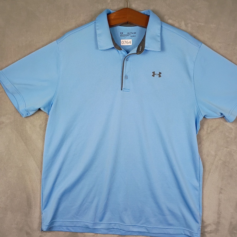 Under Armour Polo Shirt Mens XXL Blue Short Sleeve HeatGear Athletic Gorpcore